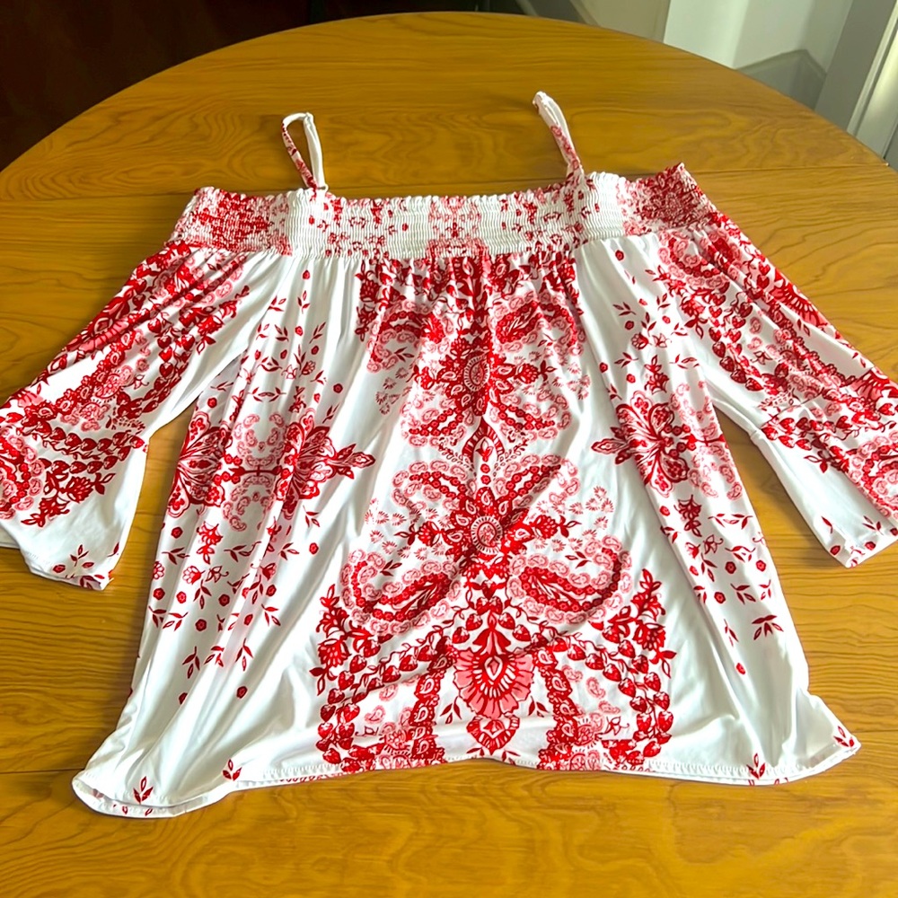 Off the shoulder top. Very light material